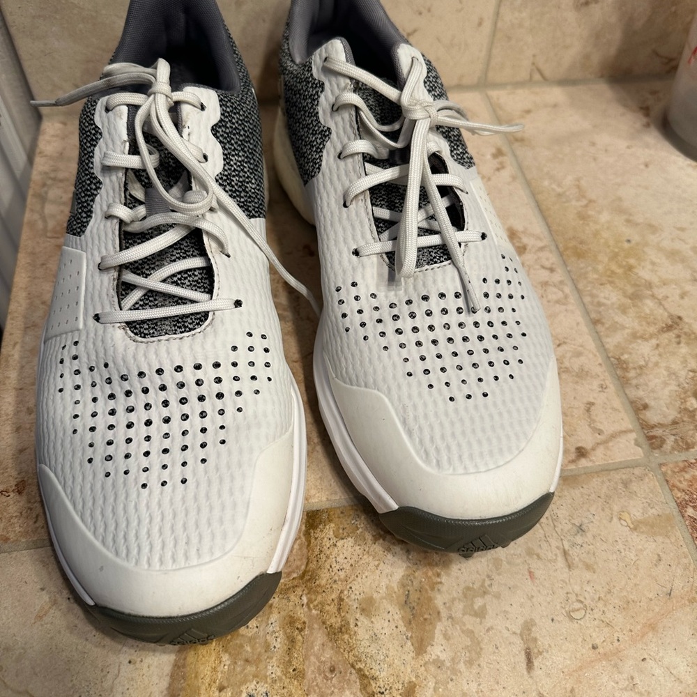 Adidas White and Gray Athletic Sneakers with Ventilated Design